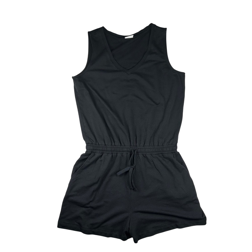 Amazon Essentials Womens Black‎ Sleeveless V-Neck French Terry Romper Size M